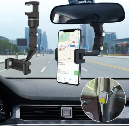 Suporte de Celular para Retrovisor 360° Ajustável Universal – Direção Segura e Prática – Royal Kar