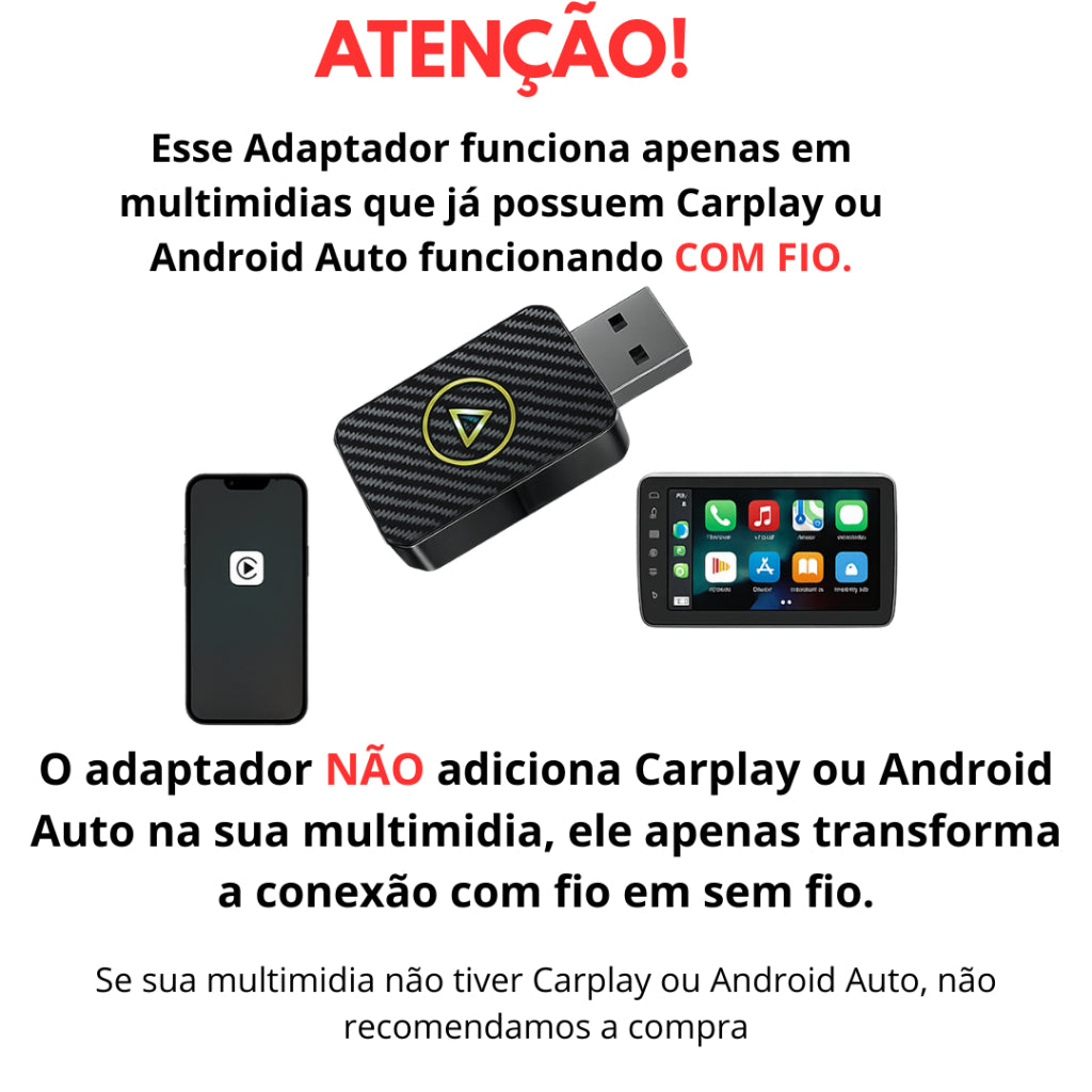 Adaptador Wireless CarPlay e Android Auto Sem Fio 2 em 1 para Carro – Royal Kar