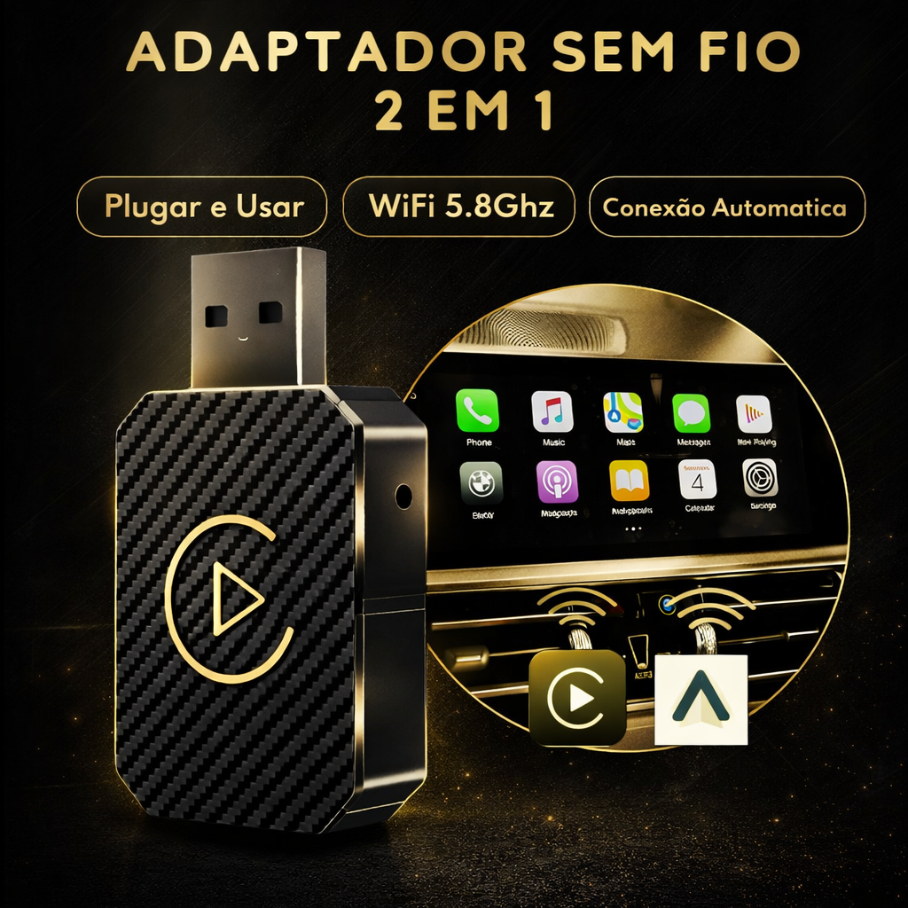 Adaptador Wireless CarPlay e Android Auto Sem Fio 2 em 1 para Carro – Royal Kar