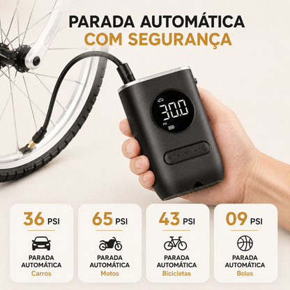 Compressor de Ar Portátil Digital com LED e SOS