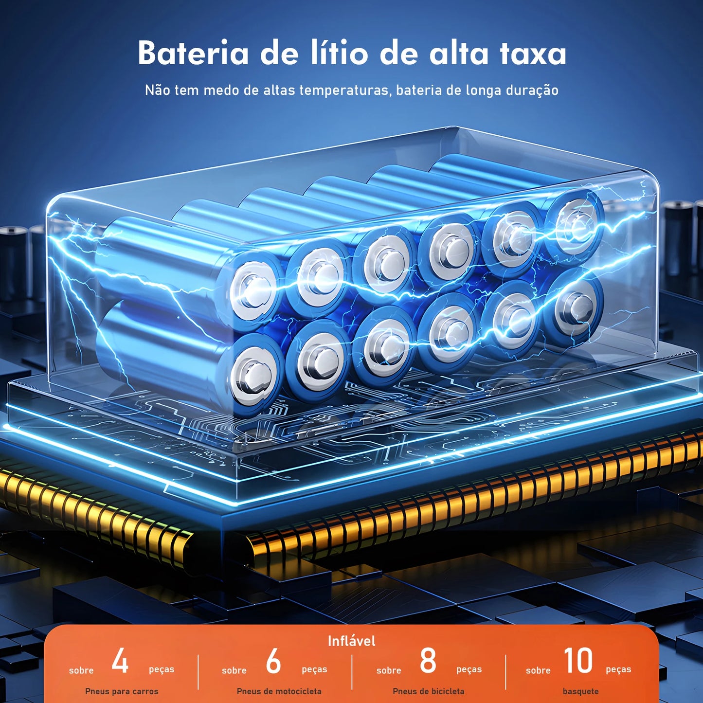 Compressor de Ar Portátil Digital com LED e SOS para Carro e Bicicleta – Royal Kar